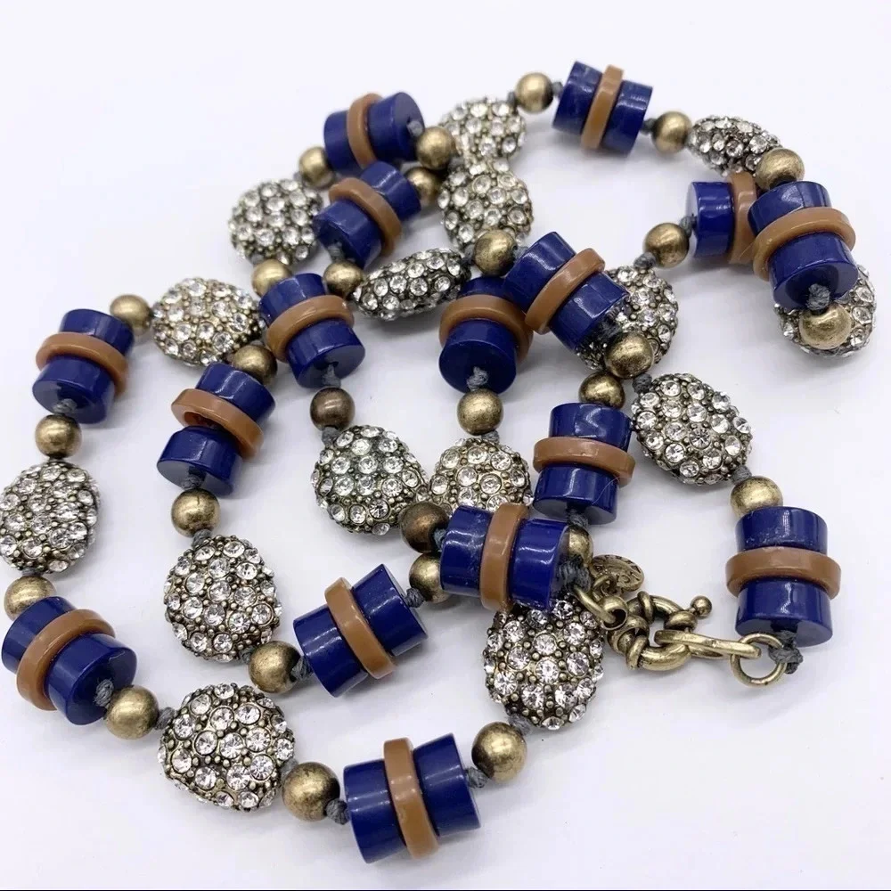 J. Crew Blue Beaded and Jeweled Necklace